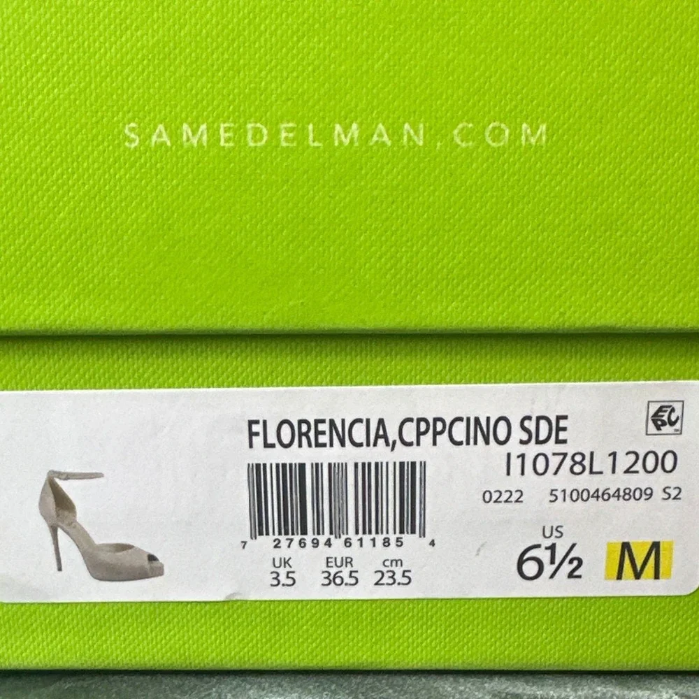 Sam Edelman Oatmeal Suede Peep Toe Platform Ankle Strap Stiletto Heels 6.5